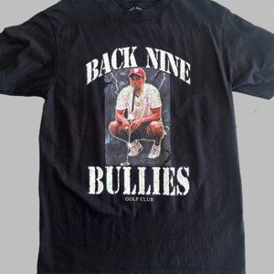 BACK NINE BULLIES Golf Club Tiger Woods Graphic T Shirt Black Size Medium